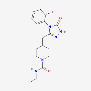 molecular formula C17H22FN5O2 B2434967 N-ethyl-4-((4-(2-fluorophenyl)-5-oxo-4,5-dihydro-1H-1,2,4-triazol-3-yl)methyl)piperidine-1-carboxamide CAS No. 2034287-08-4
