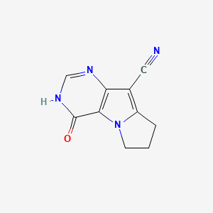 molecular formula C10H8N4O B2434969 4-氧代-4,6,7,8-四氢-3H-嘧啶并[4,5-b]吡咯并[3,4-d]嘧啶-9-腈 CAS No. 1358959-70-2