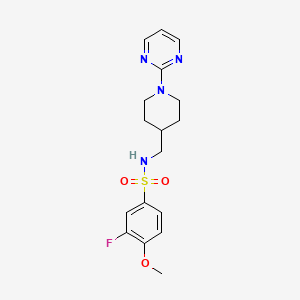 molecular formula C17H21FN4O3S B2434971 3-fluoro-4-methoxy-N-((1-(pyrimidin-2-yl)piperidin-4-yl)methyl)benzenesulfonamide CAS No. 1234797-48-8
