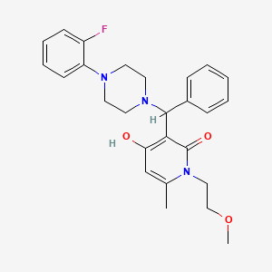 3-((4-(2-fluorophenyl)piperazin-1-yl)(phenyl)methyl)-4-hydroxy-1-(2-methoxyethyl)-6-methylpyridin-2(1H)-one