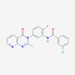 molecular formula C21H14ClFN4O2 B2434994 3-chloro-N-[2-fluoro-5-(2-methyl-4-oxopyrido[2,3-d]pyrimidin-3-yl)phenyl]benzamide CAS No. 921818-44-2