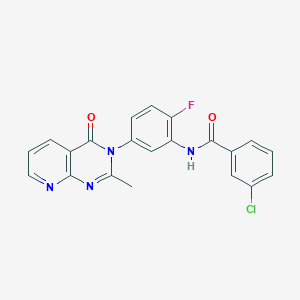 molecular formula C21H14ClFN4O2 B2434994 3-クロロ-N-(2-フルオロ-5-(2-メチル-4-オキソピリド[2,3-d]ピリミジン-3(4H)-イル)フェニル)ベンザミド CAS No. 921818-44-2