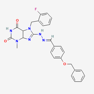8-[(E)-2-{[4-(benzyloxy)phenyl]methylidene}hydrazin-1-yl]-7-[(2-fluorophenyl)methyl]-3-methyl-2,3,6,7-tetrahydro-1H-purine-2,6-dione