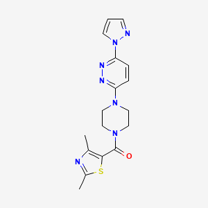 molecular formula C17H19N7OS B2435029 (4-(6-(1H-pyrazol-1-yl)pyridazin-3-yl)piperazin-1-yl)(2,4-dimethylthiazol-5-yl)methanone CAS No. 1226458-11-2