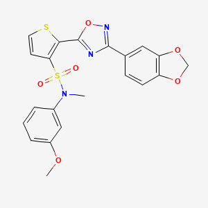molecular formula C21H17N3O6S2 B2435037 2-[3-(1,3-benzodioxol-5-yl)-1,2,4-oxadiazol-5-yl]-N-(3-methoxyphenyl)-N-methylthiophene-3-sulfonamide CAS No. 1207020-00-5