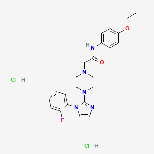 molecular formula C23H28Cl2FN5O2 B2435043 N-(4-ethoxyphenyl)-2-(4-(1-(2-fluorophenyl)-1H-imidazol-2-yl)piperazin-1-yl)acetamide dihydrochloride CAS No. 1323528-68-2