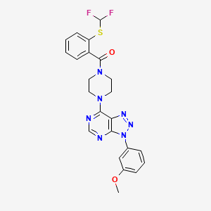 molecular formula C23H21F2N7O2S B2435044 (2-((difluoromethyl)thio)phenyl)(4-(3-(3-methoxyphenyl)-3H-[1,2,3]triazolo[4,5-d]pyrimidin-7-yl)piperazin-1-yl)methanone CAS No. 920185-04-2