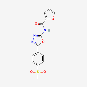 molecular formula C14H11N3O5S B2435048 N-[5-(4-甲基磺酰基苯基)-1,3,4-恶二唑-2-基]呋喃-2-甲酰胺 CAS No. 886910-82-3