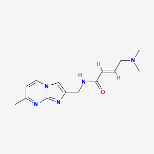 molecular formula C14H19N5O B2435056 (E)-4-(Dimethylamino)-N-[(7-methylimidazo[1,2-a]pyrimidin-2-yl)methyl]but-2-enamide CAS No. 2411333-55-4