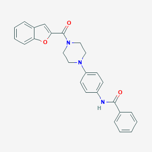 molecular formula C26H23N3O3 B243506 N-{4-[4-(1-benzofuran-2-ylcarbonyl)piperazin-1-yl]phenyl}benzamide 