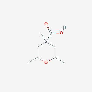 molecular formula C9H16O3 B2435071 2,4,6-Trimethyloxane-4-carboxylic acid CAS No. 2091246-88-5