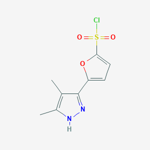 molecular formula C9H9ClN2O3S B2435078 5-(3,4-dimethyl-1H-pyrazol-5-yl)-2-furansulfonyl chloride CAS No. 1309671-79-1