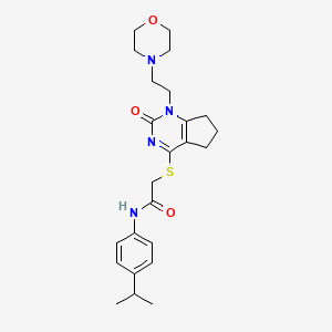 molecular formula C24H32N4O3S B2435081 N-(4-isopropylphenyl)-2-((1-(2-morpholinoethyl)-2-oxo-2,5,6,7-tetrahydro-1H-cyclopenta[d]pyrimidin-4-yl)thio)acetamide CAS No. 898444-67-2