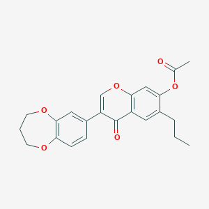 molecular formula C23H22O6 B2435083 3-(3,4-dihydro-2H-1,5-benzodioxepin-7-yl)-4-oxo-6-propyl-4H-chromen-7-yl acetate CAS No. 170511-42-9