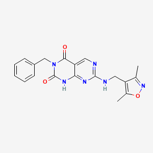 molecular formula C19H18N6O3 B2435087 3-苄基-7-{[(3,5-二甲基异恶唑-4-基)甲基]氨基}嘧啶并[4,5-d]嘧啶-2,4(1H,3H)-二酮 CAS No. 1396760-41-0