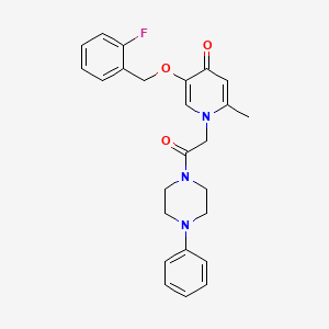 molecular formula C25H26FN3O3 B2435093 5-((2-氟苄基)氧基)-2-甲基-1-(2-氧代-2-(4-苯基哌嗪-1-基)乙基)吡啶-4(1H)-酮 CAS No. 941916-03-6