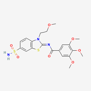 molecular formula C20H23N3O7S2 B2435100 (Z)-3,4,5-trimethoxy-N-(3-(2-methoxyethyl)-6-sulfamoylbenzo[d]thiazol-2(3H)-ylidene)benzamide CAS No. 865159-79-1