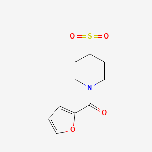 molecular formula C11H15NO4S B2435101 呋喃-2-基(4-(甲磺酰基)哌啶-1-基)甲苯酮 CAS No. 1448071-66-6