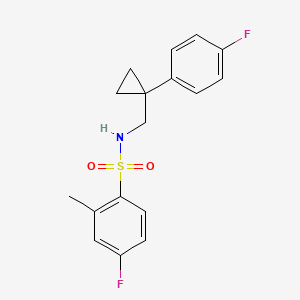molecular formula C17H17F2NO2S B2435102 4-fluoro-N-((1-(4-fluorophenyl)cyclopropyl)methyl)-2-methylbenzenesulfonamide CAS No. 1049358-29-3