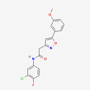 molecular formula C18H14ClFN2O3 B2435105 N-(3-氯-4-氟苯基)-2-(5-(3-甲氧基苯基)异恶唑-3-基)乙酰胺 CAS No. 953253-10-6
