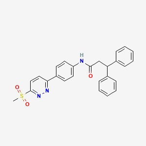 molecular formula C26H23N3O3S B2435107 N-(4-(6-(methylsulfonyl)pyridazin-3-yl)phenyl)-3,3-diphenylpropanamide CAS No. 921543-49-9
