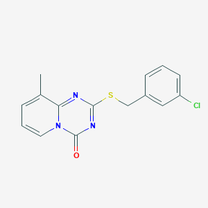 molecular formula C15H12ClN3OS B2435116 2-[(3-Chlorophenyl)methylsulfanyl]-9-methylpyrido[1,2-a][1,3,5]triazin-4-one CAS No. 896347-87-8