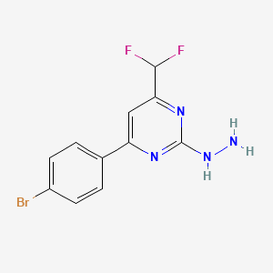 molecular formula C11H9BrF2N4 B2435121 4-(4-溴苯基)-6-(二氟甲基)-2-肼基嘧啶 CAS No. 862652-02-6