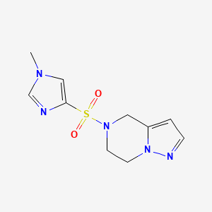molecular formula C10H13N5O2S B2435122 5-((1-甲基-1H-咪唑-4-基)磺酰基)-4,5,6,7-四氢吡唑并[1,5-a]哒嗪 CAS No. 2034593-31-0