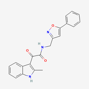 molecular formula C21H17N3O3 B2435126 2-(2-methyl-1H-indol-3-yl)-2-oxo-N-((5-phenylisoxazol-3-yl)methyl)acetamide CAS No. 946262-43-7