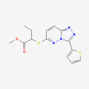 molecular formula C14H14N4O2S2 B2435128 2-(3-(チオフェン-2-イル)-[1,2,4]トリアゾロ[4,3-b]ピリダジン-6-イル)チオ)ブタン酸メチル CAS No. 868967-05-9