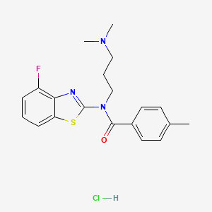 molecular formula C20H23ClFN3OS B2435129 N-(3-(dimethylamino)propyl)-N-(4-fluorobenzo[d]thiazol-2-yl)-4-methylbenzamide hydrochloride CAS No. 1216884-16-0
