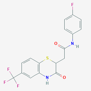N-(4-fluorophenyl)-2-[3-oxo-6-(trifluoromethyl)-3,4-dihydro-2H-1,4-benzothiazin-2-yl]acetamide