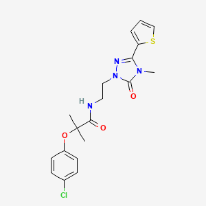 molecular formula C19H21ClN4O3S B2435144 2-(4-chlorophenoxy)-2-methyl-N-(2-(4-methyl-5-oxo-3-(thiophen-2-yl)-4,5-dihydro-1H-1,2,4-triazol-1-yl)ethyl)propanamide CAS No. 1203116-11-3