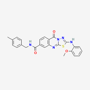 2-[(2-methoxyphenyl)amino]-N-[(4-methylphenyl)methyl]-5-oxo-5H-[1,3,4]thiadiazolo[2,3-b]quinazoline-8-carboxamide