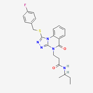 molecular formula C23H24FN5O2S B2435148 3-cyclopentyl-N-[1,3-diethyl-2-oxo-6-(phenylsulfonyl)-2,3-dihydro-1H-benzimidazol-5-yl]propanamide CAS No. 1112371-81-9