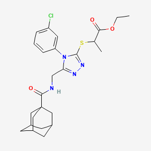 molecular formula C25H31ClN4O3S B2435156 Ethyl 2-[[5-[(adamantane-1-carbonylamino)methyl]-4-(3-chlorophenyl)-1,2,4-triazol-3-yl]sulfanyl]propanoate CAS No. 476439-30-2