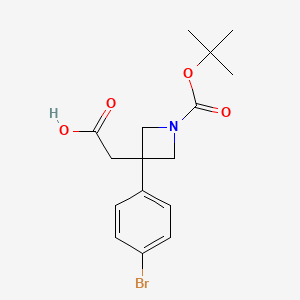 molecular formula C16H20BrNO4 B2435157 2-[3-(4-Bromophenyl)-1-[(tert-butoxy)carbonyl]azetidin-3-yl]acetic acid CAS No. 1803609-19-9