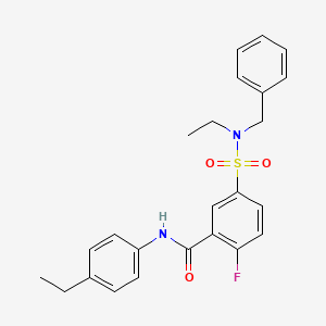 molecular formula C24H25FN2O3S B2435165 5-[苄基(乙基)磺酰胺基]-N-(4-乙基苯基)-2-氟苯甲酰胺 CAS No. 451482-65-8