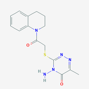 molecular formula C15H17N5O2S B2435171 4-amino-3-[2-(3,4-dihydro-2H-quinolin-1-yl)-2-oxoethyl]sulfanyl-6-methyl-1,2,4-triazin-5-one CAS No. 730940-56-4