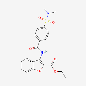 molecular formula C20H20N2O6S B2435178 3-[[4-(二甲基氨磺酰)苯甲酰]氨基]-1-苯并呋喃-2-羧酸乙酯 CAS No. 477501-32-9