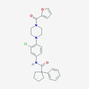 molecular formula C27H28ClN3O3 B243519 N-{3-chloro-4-[4-(2-furoyl)-1-piperazinyl]phenyl}-1-phenylcyclopentanecarboxamide 