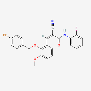 molecular formula C24H18BrFN2O3 B2435197 (Z)-3-[2-[(4-bromophenyl)methoxy]-3-methoxyphenyl]-2-cyano-N-(2-fluorophenyl)prop-2-enamide CAS No. 522656-99-1