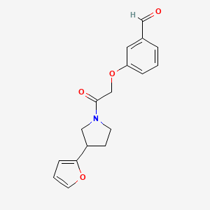 molecular formula C17H17NO4 B2435201 3-[2-[3-(Furan-2-yl)pyrrolidin-1-yl]-2-oxoethoxy]benzaldehyde CAS No. 2249594-27-0