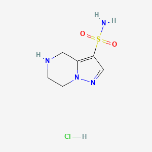 molecular formula C6H11ClN4O2S B2435212 4,5,6,7-Tetrahydropyrazolo[1,5-a]pyrazine-3-sulfonamide;hydrochloride CAS No. 2253640-54-7