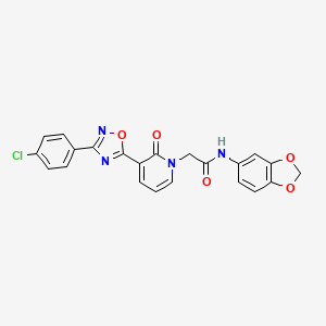 molecular formula C22H15ClN4O5 B2435215 N-1,3-benzodioxol-5-yl-2-[3-[3-(4-chlorophenyl)-1,2,4-oxadiazol-5-yl]-2-oxopyridin-1(2H)-yl]acetamide CAS No. 1105232-02-7