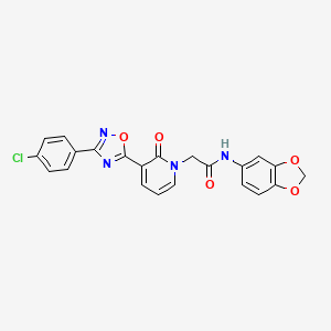 molecular formula C22H15ClN4O5 B2435215 N-(2H-1,3-ベンゾジオキソール-5-イル)-2-{3-[3-(4-クロロフェニル)-1,2,4-オキサジアゾール-5-イル]-2-オキソ-1,2-ジヒドロピリジン-1-イル}アセトアミド CAS No. 1105232-02-7