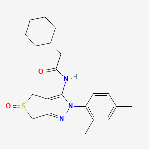 molecular formula C21H27N3O2S B2435225 2-cyclohexyl-N-(2-(2,4-dimethylphenyl)-5-oxido-4,6-dihydro-2H-thieno[3,4-c]pyrazol-3-yl)acetamide CAS No. 1007551-60-1