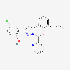 molecular formula C23H20ClN3O3 B2435234 4-chloro-2-(7-ethoxy-5-(pyridin-2-yl)-5,10b-dihydro-1H-benzo[e]pyrazolo[1,5-c][1,3]oxazin-2-yl)phenol CAS No. 899746-84-0