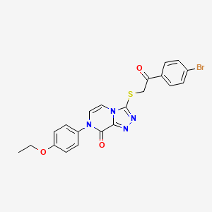 molecular formula C21H17BrN4O3S B2435237 3-{[2-(4-bromophenyl)-2-oxoethyl]thio}-7-(4-ethoxyphenyl)[1,2,4]triazolo[4,3-a]pyrazin-8(7H)-one CAS No. 1223821-07-5