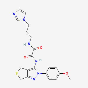 molecular formula C20H22N6O3S B2435238 N1-(3-(1H-imidazol-1-yl)propyl)-N2-(2-(4-methoxyphenyl)-4,6-dihydro-2H-thieno[3,4-c]pyrazol-3-yl)oxalamide CAS No. 941931-32-4